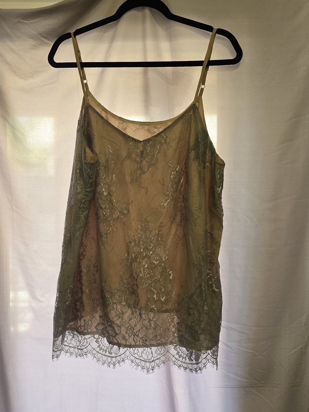 SHEIN Silvery Blue Lace-Trim Sheer Camisole